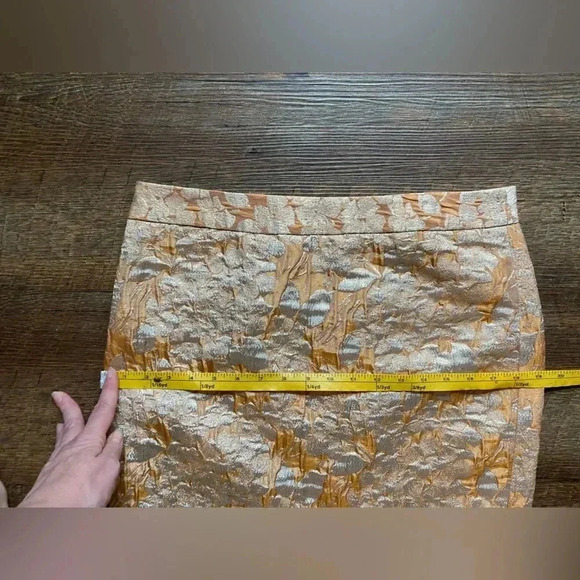 TALBOTS NWT gold peach cream brocade pencil skirt sz 6 holiday cocktail party - Picture 4 of 12